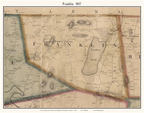 Franklin Vermont 1857 Old Town Map Custom Print Franklin Co Old Maps