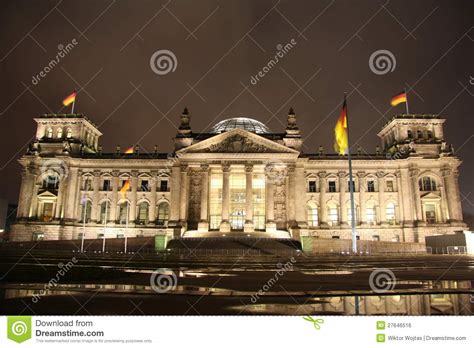 Reichstag Building In Berlin At Night Stock Photo Image Of Landmark
