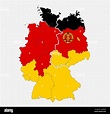 Mapa del mapa de Alemania dividido en Alemania Occidental y Oriental ...