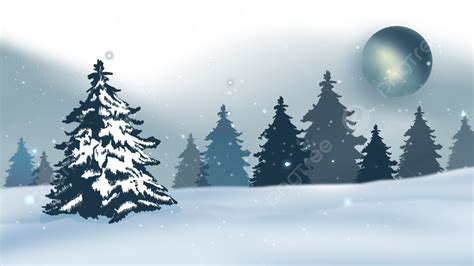 Christmas Winter Snow Night Background Border Pine Tree Merry