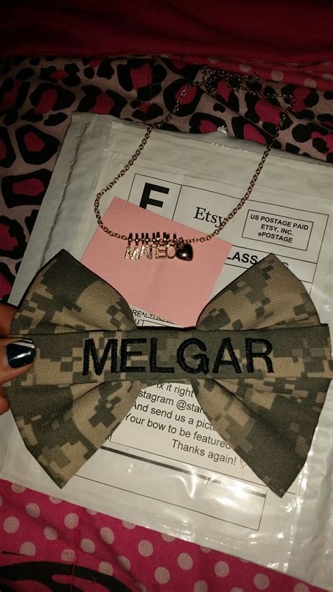 My New Nametape Army Bow For Mateo With His Last Name And My Necklace With His First Name