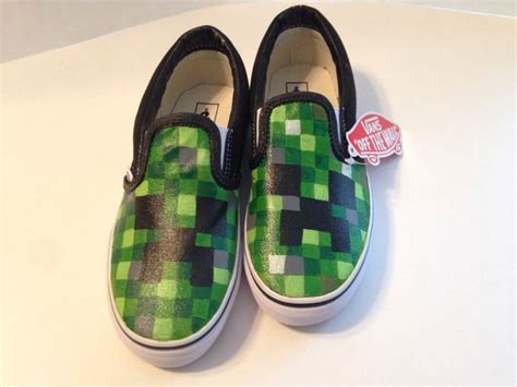 Minecraft Creeper Vans Custom Painted Shoes Vans Painted Shoes