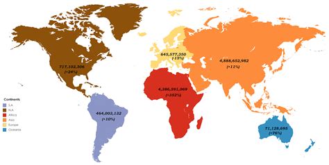 A geographical presentation of the world where the size of the countries are not drawn according to the distribution of land, but according to the distribution of. The Population of Continents by 2100 - Vivid Maps
