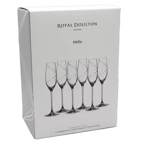 Royal Doulton Helix Fine Crystal 6 Champagne Flutes In Wine Glasses