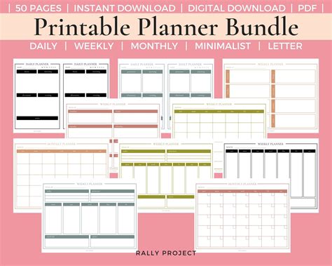 Editable Printable Daily Weekly Monthly Planner Fillable Etsy Daily