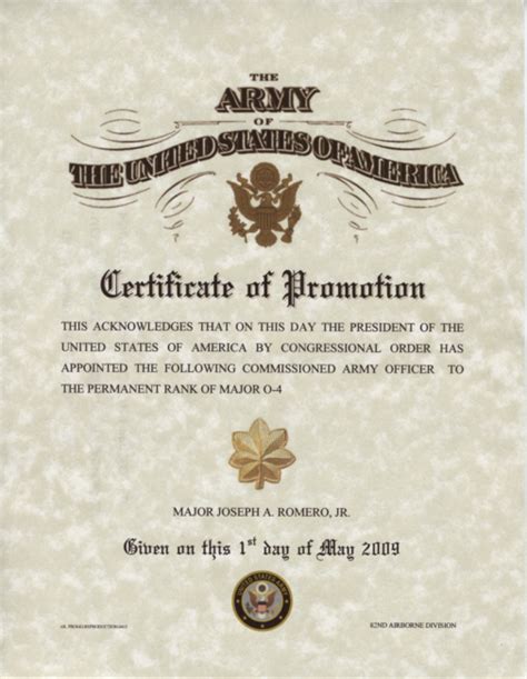 Army Promotions Certificates