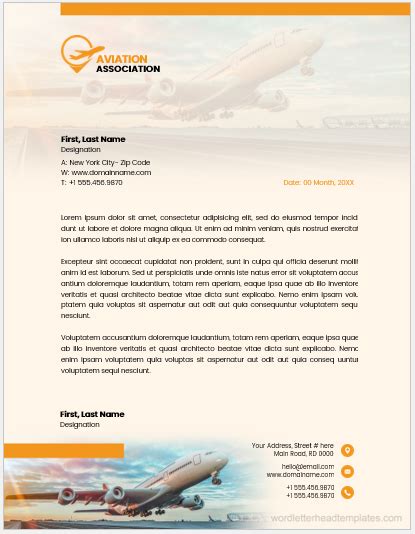 Aviation Association Office Letterheads Edit And Print A4