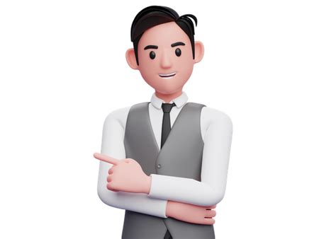 Businessman Pointing To The Top Right 3d Illustration Download In Png