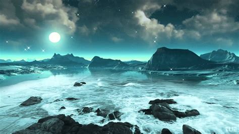 Moonlight Stars And Ocean Waves 2 Video Background Hd