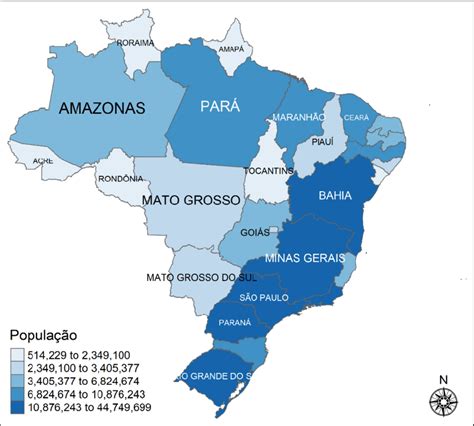 A Map Of The Brazilian Population For All Brazilian States For