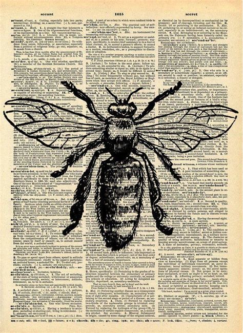 Bee Print Vintage Dictionary Art Print Natural History Insect Art