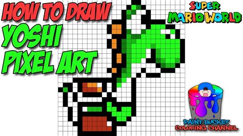 How To Draw Yoshi Pixel Art 16 Bit Drawing Super Mario