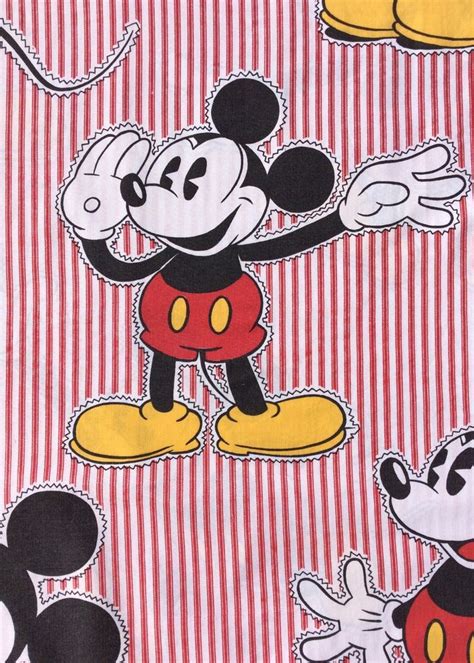 Vintage Walt Disney Licensed Flat Sheet Mickey Mouse Fabric 150x225cm