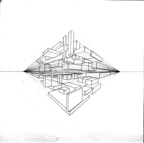 Two Point Perspective Art Design Architecture Drawing Sketch