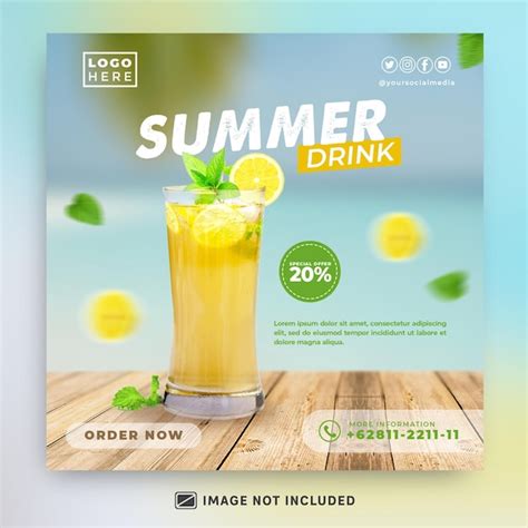Premium Psd Summer Drink Social Media Template