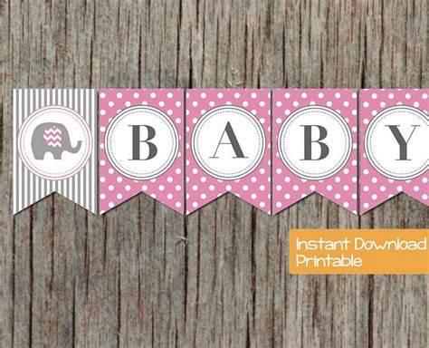 Baby showers· bridal & party. Baby Shower Banner Pink Grey Elephant by bumpandbeyonddesigns on