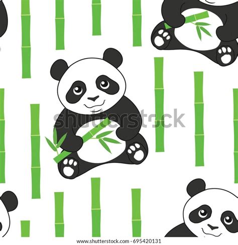 Pattern Pandas Bamboo Vector Seamless Texture Stock Vector Royalty