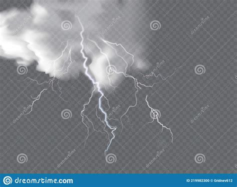 Vector Realistic Dark Stormy Sky With Clouds Heavy Rain And Lightning