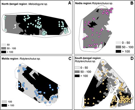 Maps Of Spatial Distributions Of Most Abundant Nematode Genera From