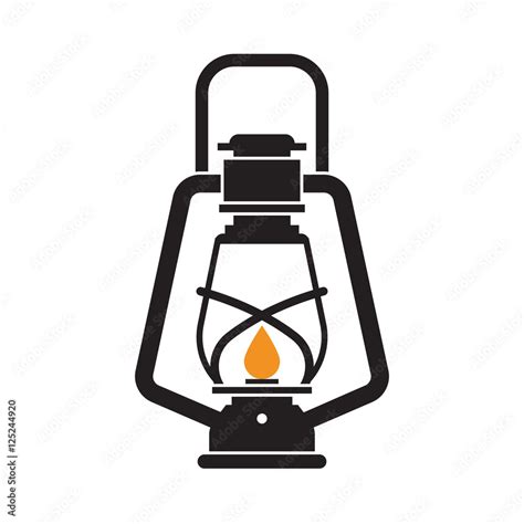 Vintage Camping Lantern Silhouette Isolated On White Background Retro