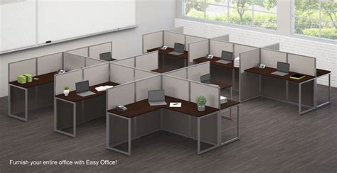 Easy Office Cubicle Series 4 Person Cluster L Cubicle