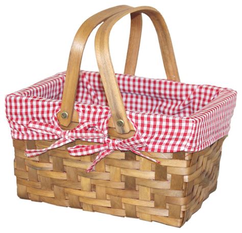 7 best choice products wicker picnic basket. Small Rectangular Basket Lined with Gingham Lining ...