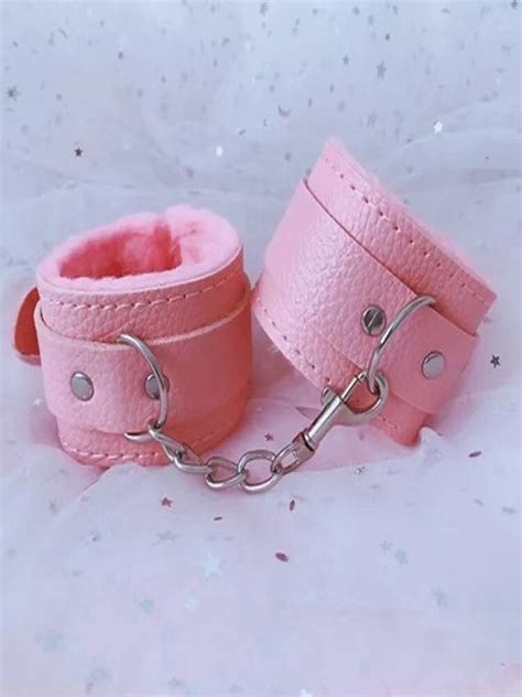 Sexy Adjustable Black Pink Sm Pu Leather Retro Handcuffs Fluffy