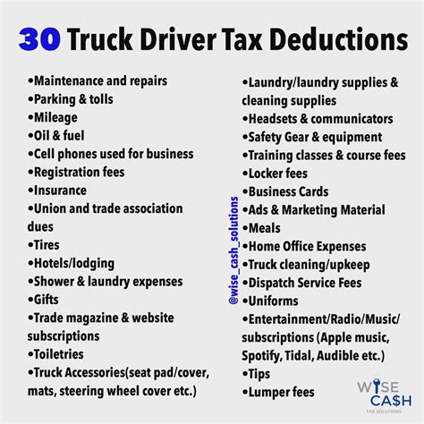 30 Truck Driver Tax Deductions | Accounting classes, Business classes