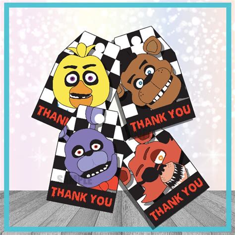 Five Nights At Freddys Thank You Tags Party Favor Fnaf Etsy