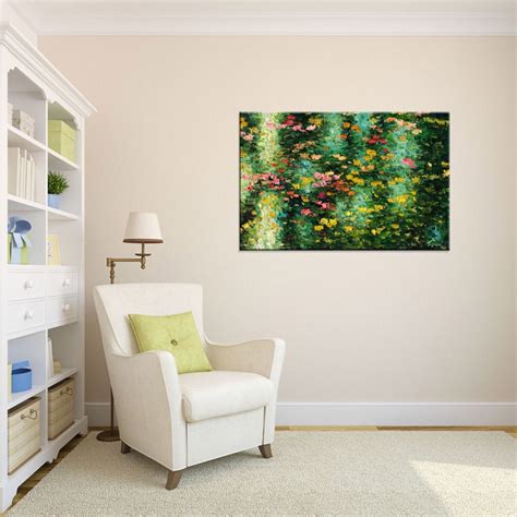 Pond With Waterlilies Palette Knife Painting Modern Art Etsy Israel
