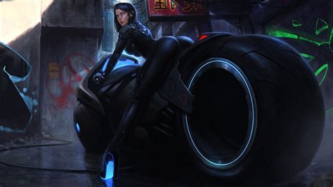 1920x1080 Tron Bike Anime Girl Laptop Full Hd 1080p Hd 4k Wallpapers Images Backgrounds