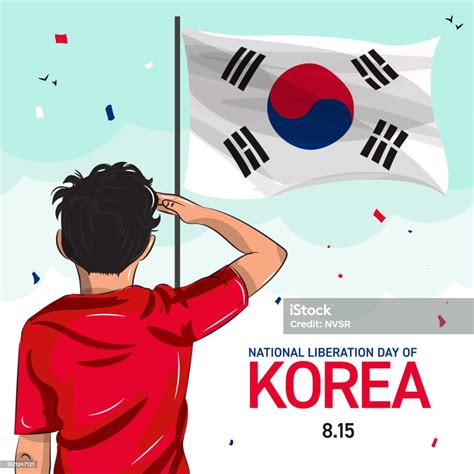 Hari Pembebasan Nasional Korea Anak Lakilaki Memberi Hormat Kepada