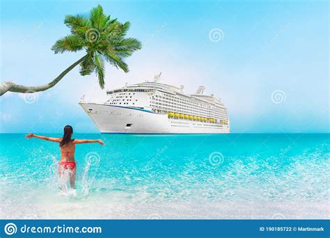 Cruise Ship Caribbean Vacation Travel Beach Woman In Holiday Tropical