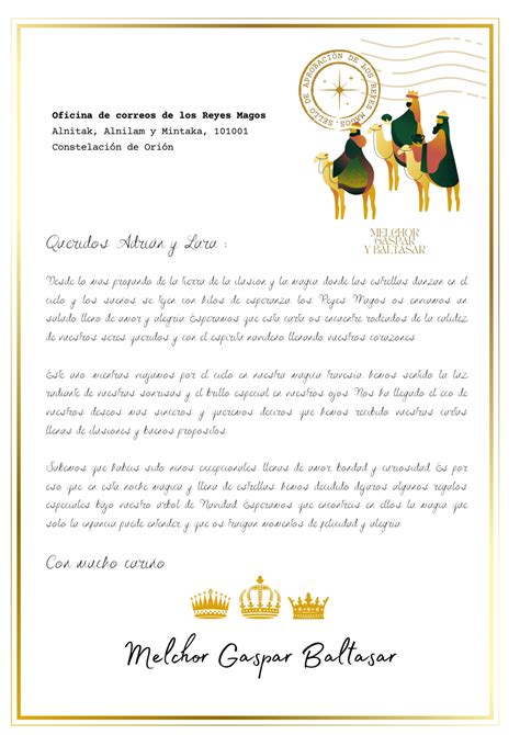 Carta Personalizada De Los Reyes Magos Crear Para Regalar