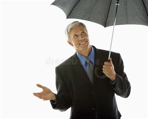 Businessman Struggling With Umbrella Stock Image Image Of Rain