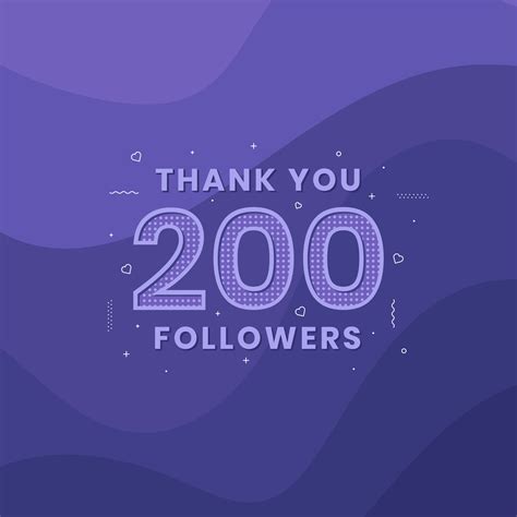 Thank You 200 Followers Greeting Card Template For Social Networks