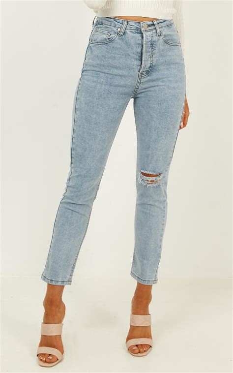 Jessie Jeans In Light Blue Denim Light Blue Denim Showpo