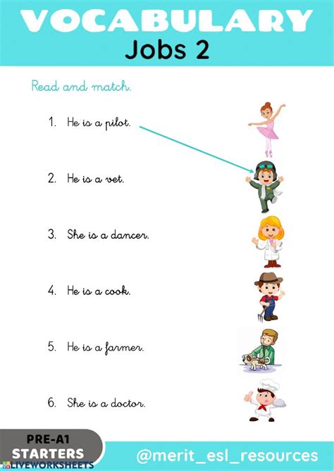 Jobs Read And Match Interactive Worksheet English Lessons For
