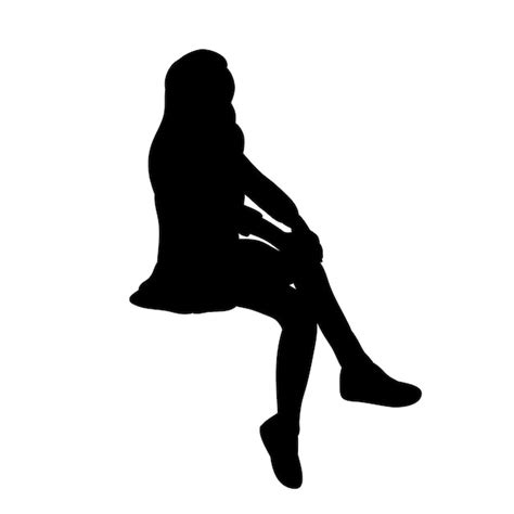 Premium Vector Vector Isolated Black Silhouette Girl Sitting