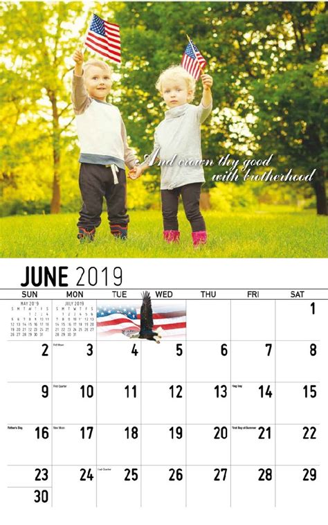 America The Beautiful Wall Calendar June
