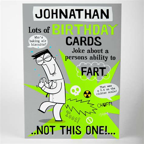 Male Birthday Greetings Card Personalised Funny Joke Fart Any Name