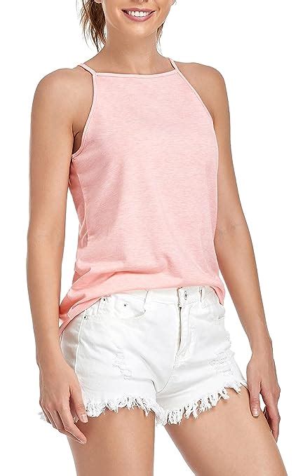 Tarse Womens Halter Tank Tops Loose Fit High Neck Flowy Camis Sexy Sleeveless Tees Blouse