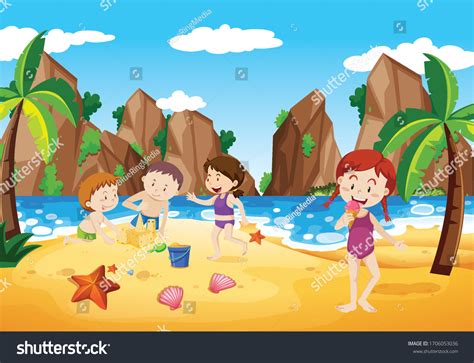 5365 Beach Scene Children Playing Images Stock Photos And Vectors