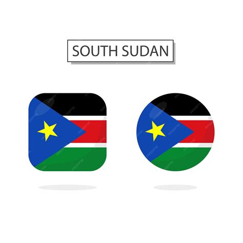 bandera de sudán del sur 2 formas icono estilo de dibujos animados en 3d vector premium