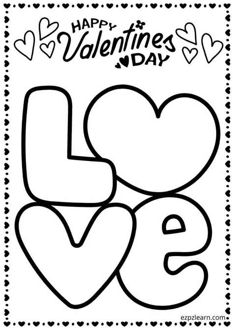 Happy Valentines Day Love Coloring Activity For Kids Free Pdf