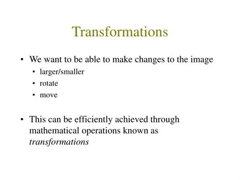 Ppt Transformations Powerpoint Presentation Free Download Id4547685