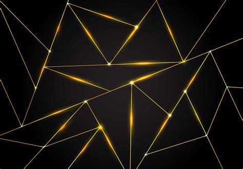 Luxury Polygonal Pattern And Gold Triangles Lines With Lighting On Dark