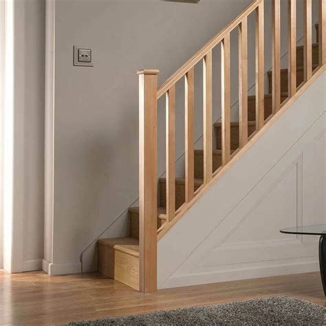 Solid Oak Classic Square Edge Stair And Landing Balustrade Staircase Kit