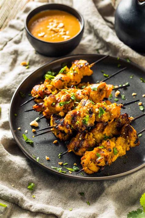 Thai Chicken Satay Skewers With Peanut Sauce • The Wicked Noodle