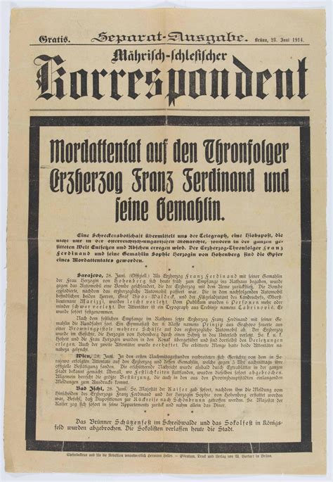 Lot Austrian Newspaper Announces Assassination Of Franz Ferdinand